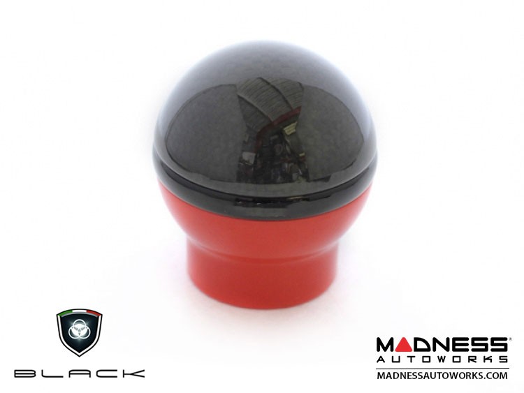 FIAT 500 Gear Shift Knob by BLACK Carbon Fiber Top/ Red Base w